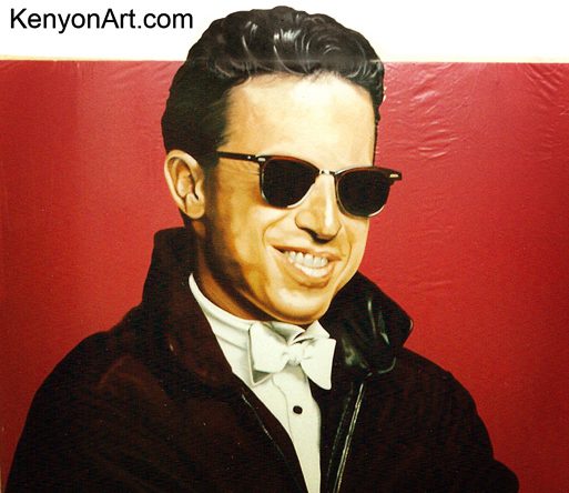 A painting of a man wearing sunglasses and a jacket.