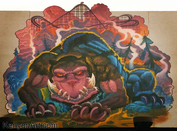 A gorilla painting on the side of a building.